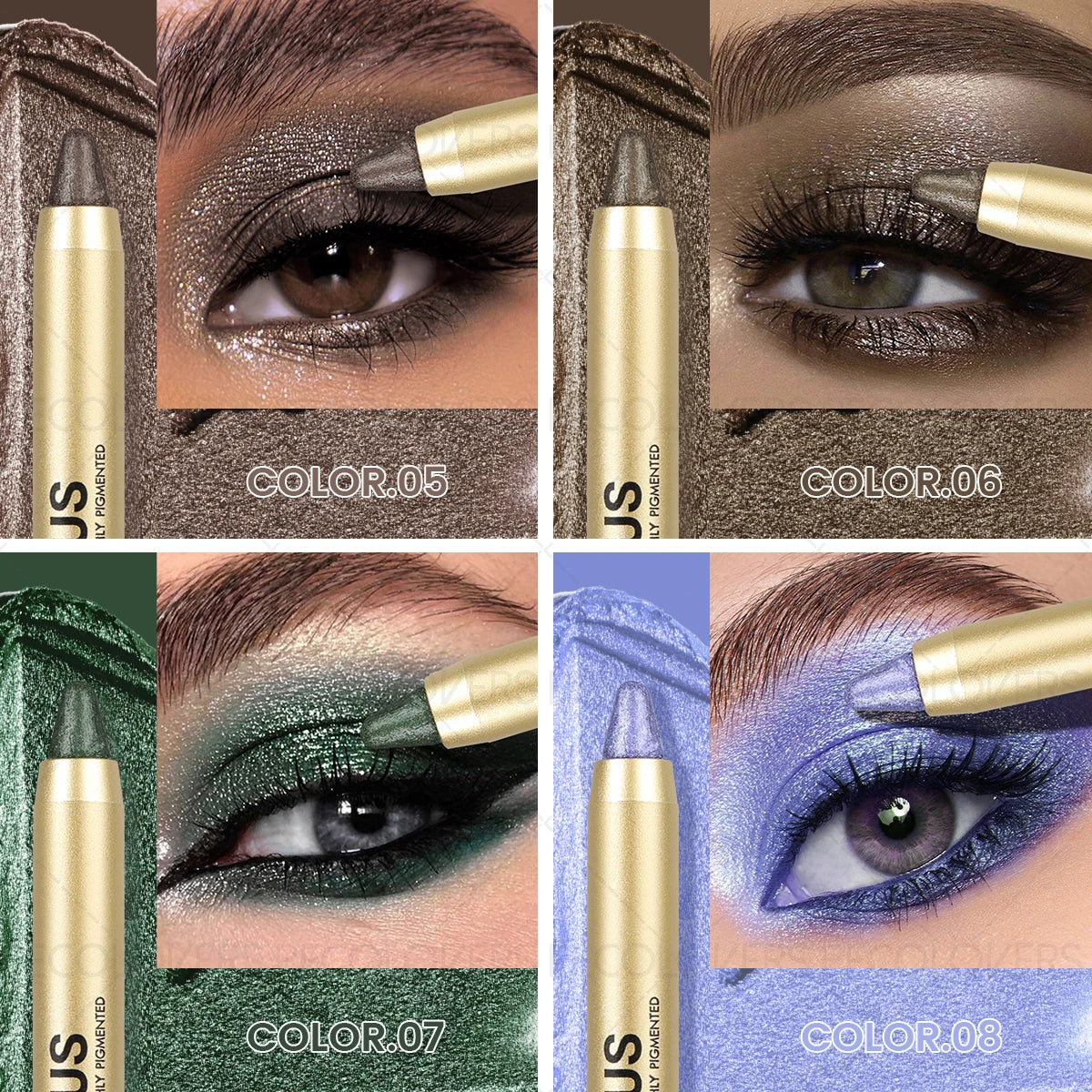 Smudge-Proof & Waterproof Eyeshadow Stick,Dual-Ended Eye with Shadow Stick,Sponge Brush,Glitter & Matte Finishes Tri Light Beauty