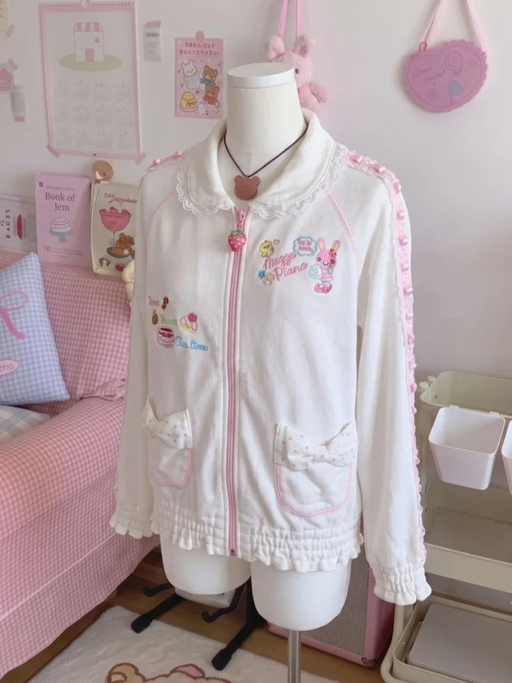 Japanese Cute Coat Embroidery Rabbit Ear Hooded Subculture Kawaii Y2k Tops Casual Fashion Sweet Coats Ropa Mujer Women Clothing LadyShow.Store