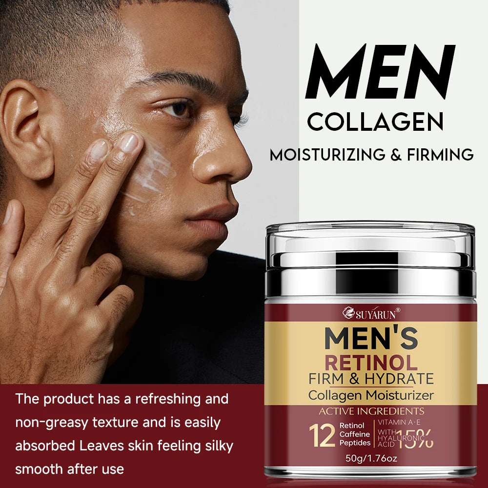 Collagen Retinol Men's Face Cream - Anti-Aging Wrinkle Reduction & Firming Moisturizer, Oil-Free Hydrating Skincare for Men. Pi-Mart