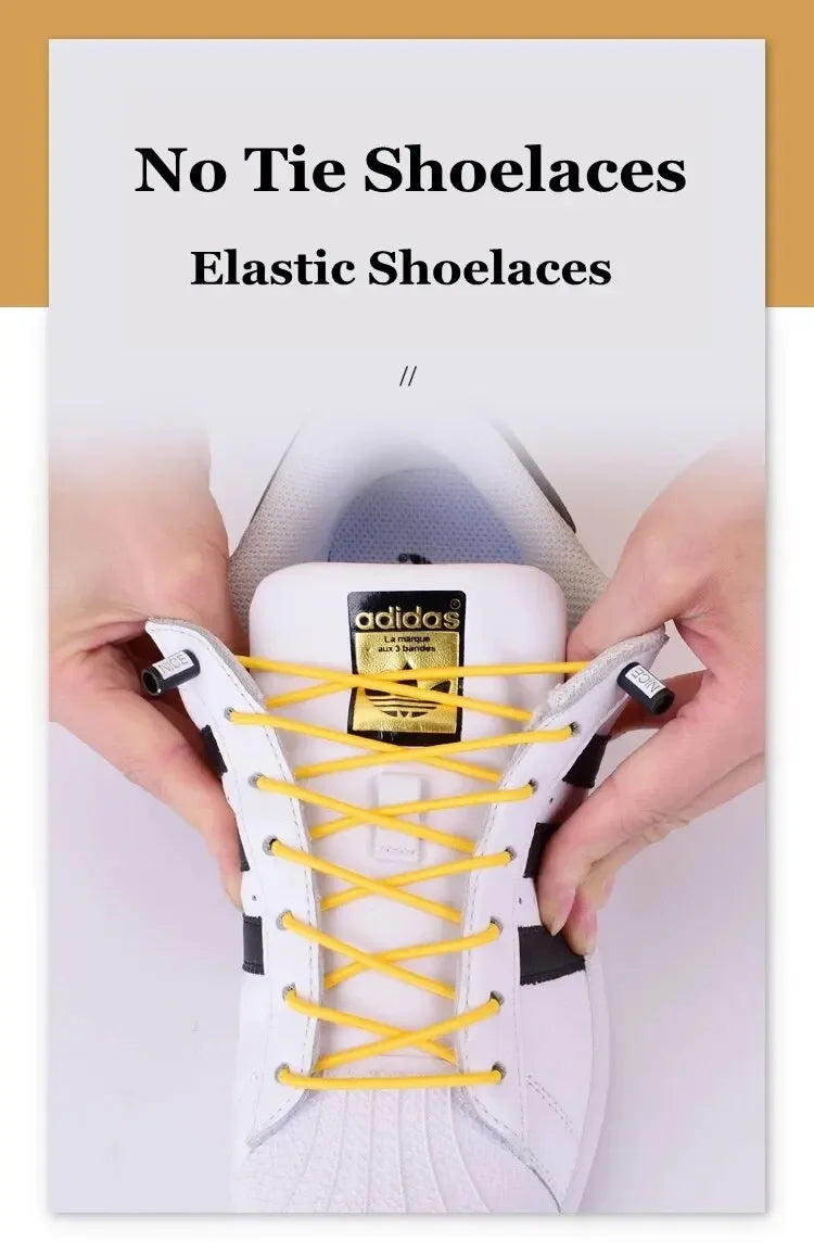 Fashion No Tie Shoelaces Elastic Laces Sneakers Flat Shoe Laces Without Ties Kids Adult Quick Shoelace One Size Fits All Shoes Pi-Mart