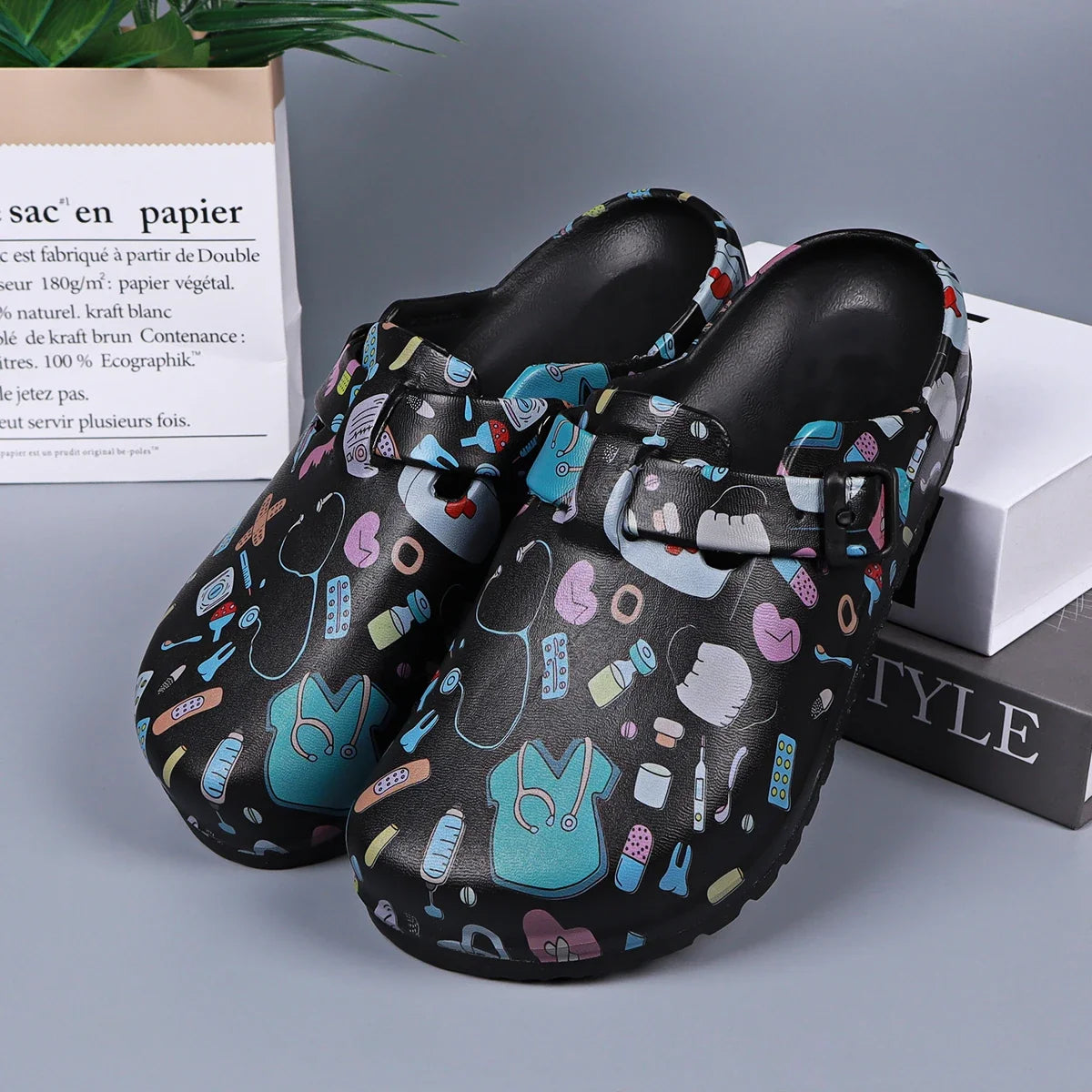 Comfortable Women's Shoes Non-Slip Eva Slippers Closed Toe Adjustable Buckle Strap,Soft Flat Sole Women's Clogs LadyShow.Store