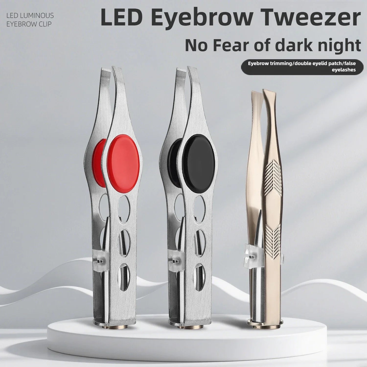 1pcs Hot Sales Portable Stainless Steel Button Cell Smart Design Eyebrow Hair Remove Tweezer with LED Light Makeup Tool LadyShow.Store