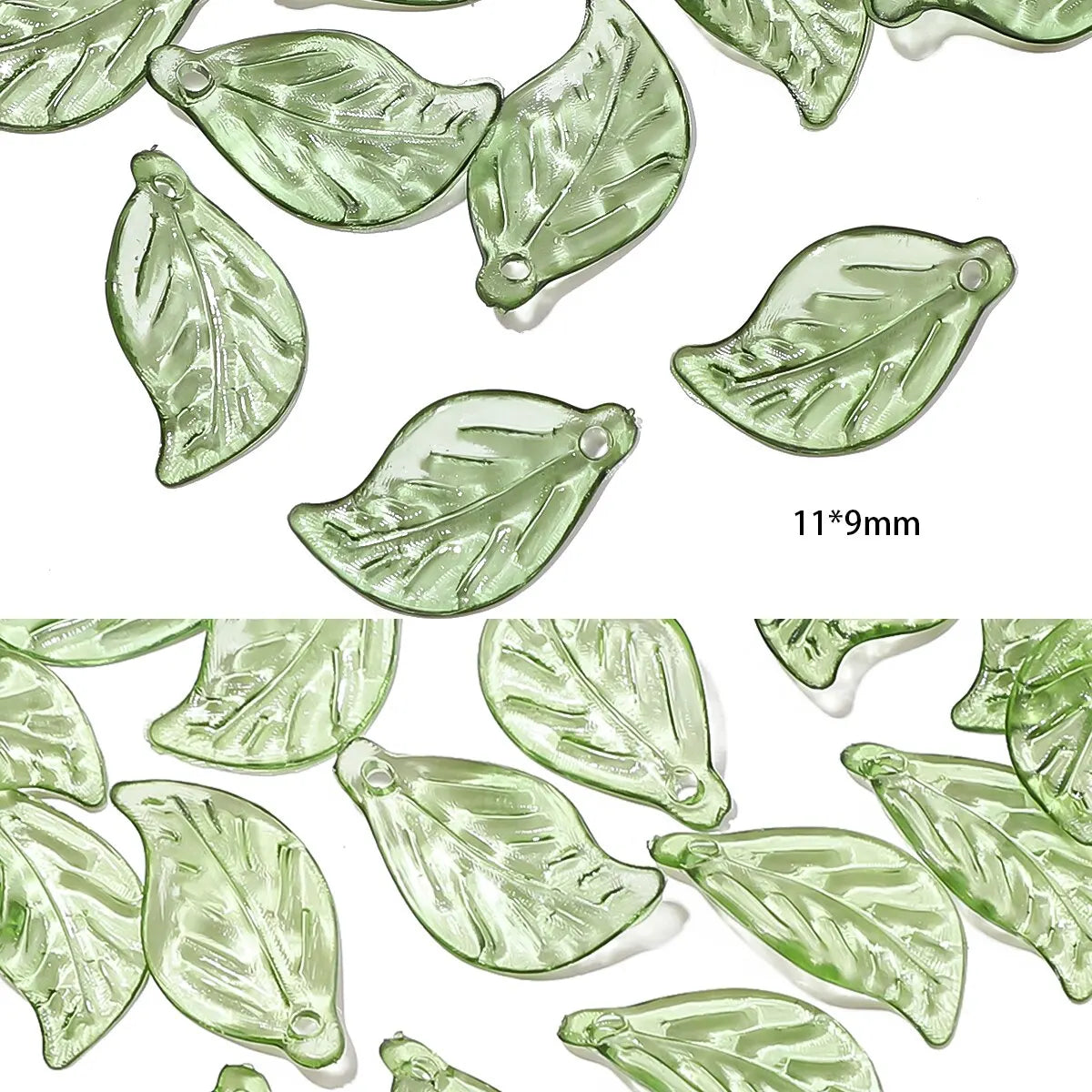 100pcs Acrylic Mini Small Tree Leaf Hand Beaded DIY Handmade Necklace Earrings Loose Bead Separated Bead Jewelry Accessory Mater Pi-Mart