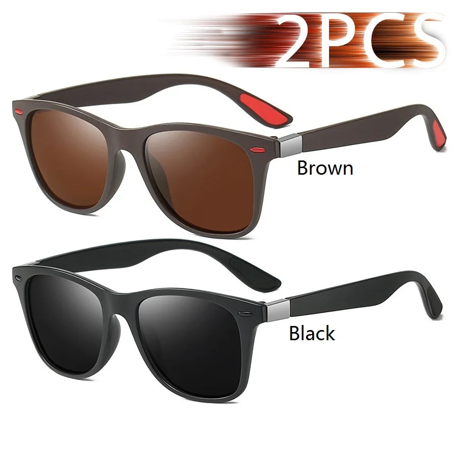 1-2-3PCS Fashion Vintage Square Unisex Driving Fishing Sunglasses Men Women Luxury Brand Designer Sun Glasses Anti-Glare Eyewear Pi-Mart