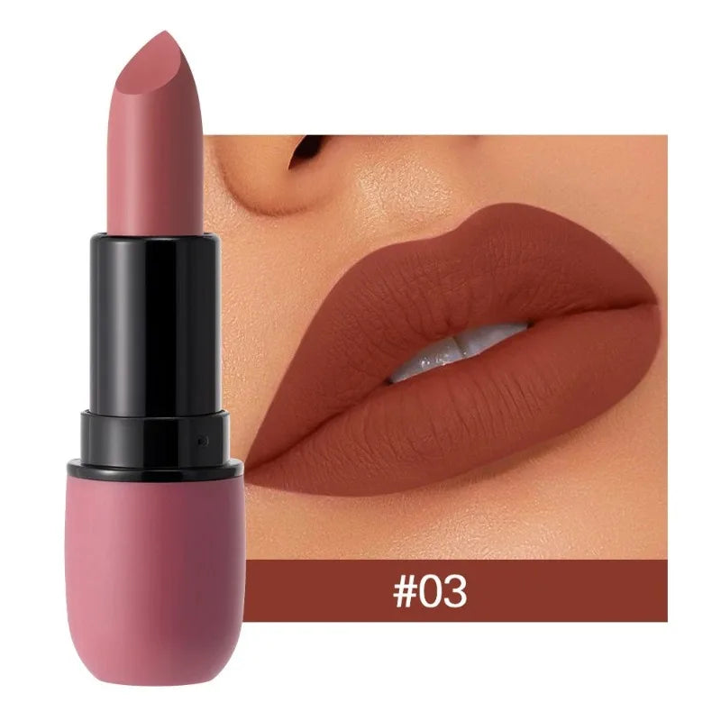 6-Color Matte Velvet Sexy Lipstick Waterproof Long-Lasting Nude Brown Lipstick Smooth High Pigment Profissional Lipgloss Makeup Pi-Mart