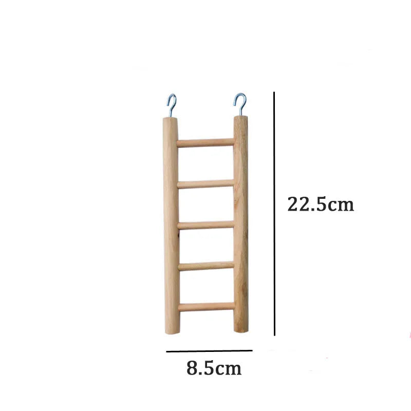 Wooden Bird Toys Small Parrot Chewing Training Toys Cotton Rope Swing Hanging Ring Bell Bird Cage Climbing Ladders Pet Supplies Pi-Mart