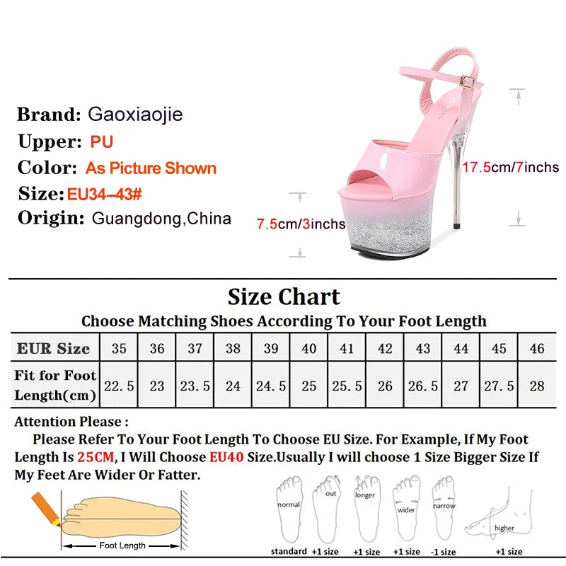 7Inch Runway Style Thin High Heels Europe And America Women Platform Sandals 2025 New Summer Night Club Shoes For Woman Big Size Pi-Mart