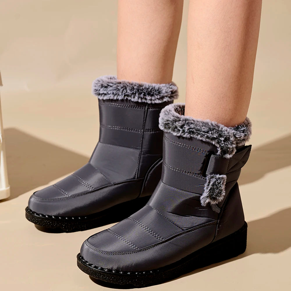 Winter Women Boots Waterproof Snow Boots Plus Size Casual Platform Ankel Boots Warm Fur Women Shoes Antislip Fashion Cotton Shoe Pi-Mart