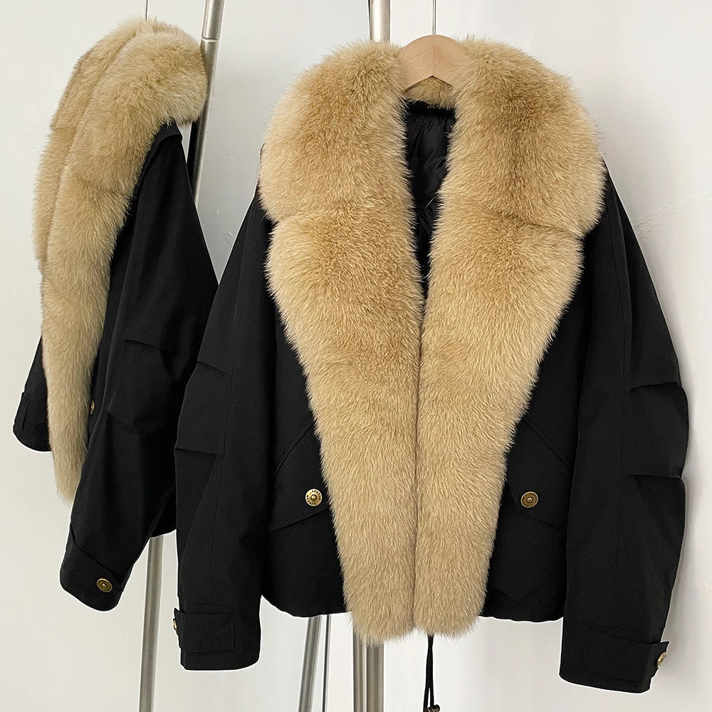 Down Jacket Women Real Fox Fur Collar Autumn 2025 Winter White Duck Down Coat Warm Puffer Jacket Female Waterproof  Feathers LadyShow.Store