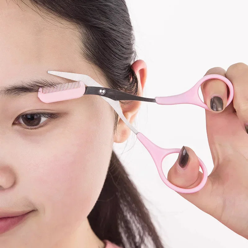 Eyebrow Trimmer Scissor Beauty Products for Women Eyebrow Scissors with Comb Beauty Scissors  Stainless Steel Makeup Accessories Tri Light Beauty