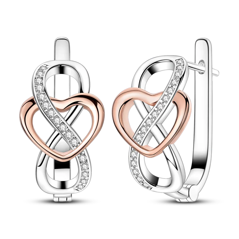 Genuine 925 Sterling Silver Love Feather Earrings Fit Original Charms Hoop For Women Girls Stud Earring Fine Jewelry Gifts Pi-Mart
