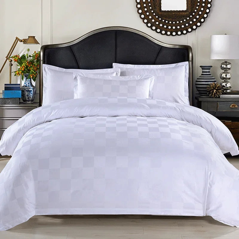 1set Luxury 100 Egypt Cotton Duvet Cover 5 Stars Hotel  Quilt Cover Pure Cotton Satin Strip Bed Line Duvet Case 2pcs Pillowcases Pi-Mart