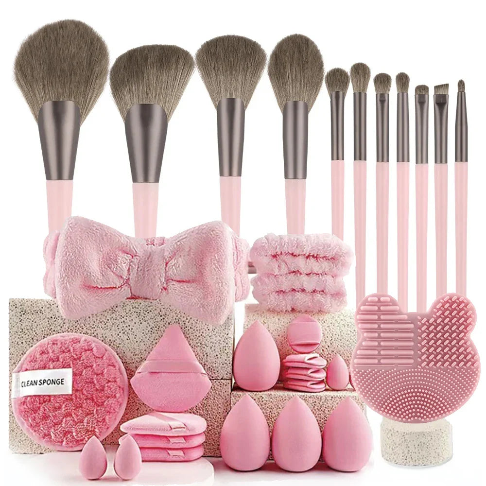 13/33pcs Professional Makeup Brush Set with Accessories for Combination Skin- Featuring Soft Brushes，Suitable for Beginners Tri Light Beauty