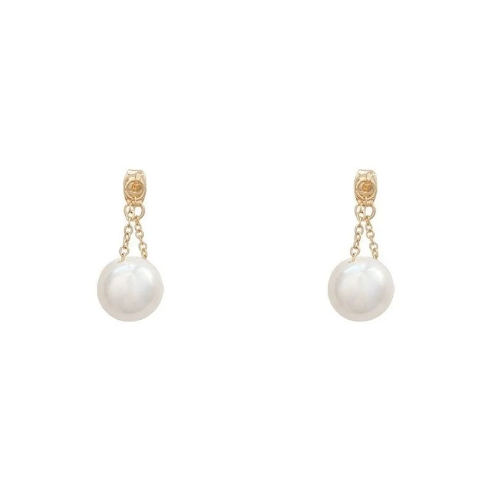 Exquisite Fashion Gold Color Stainless Steel Pearl Drop Dangle Earrings for Women Charm Party Korea Earring Jewelry Colorfast Pi-Mart