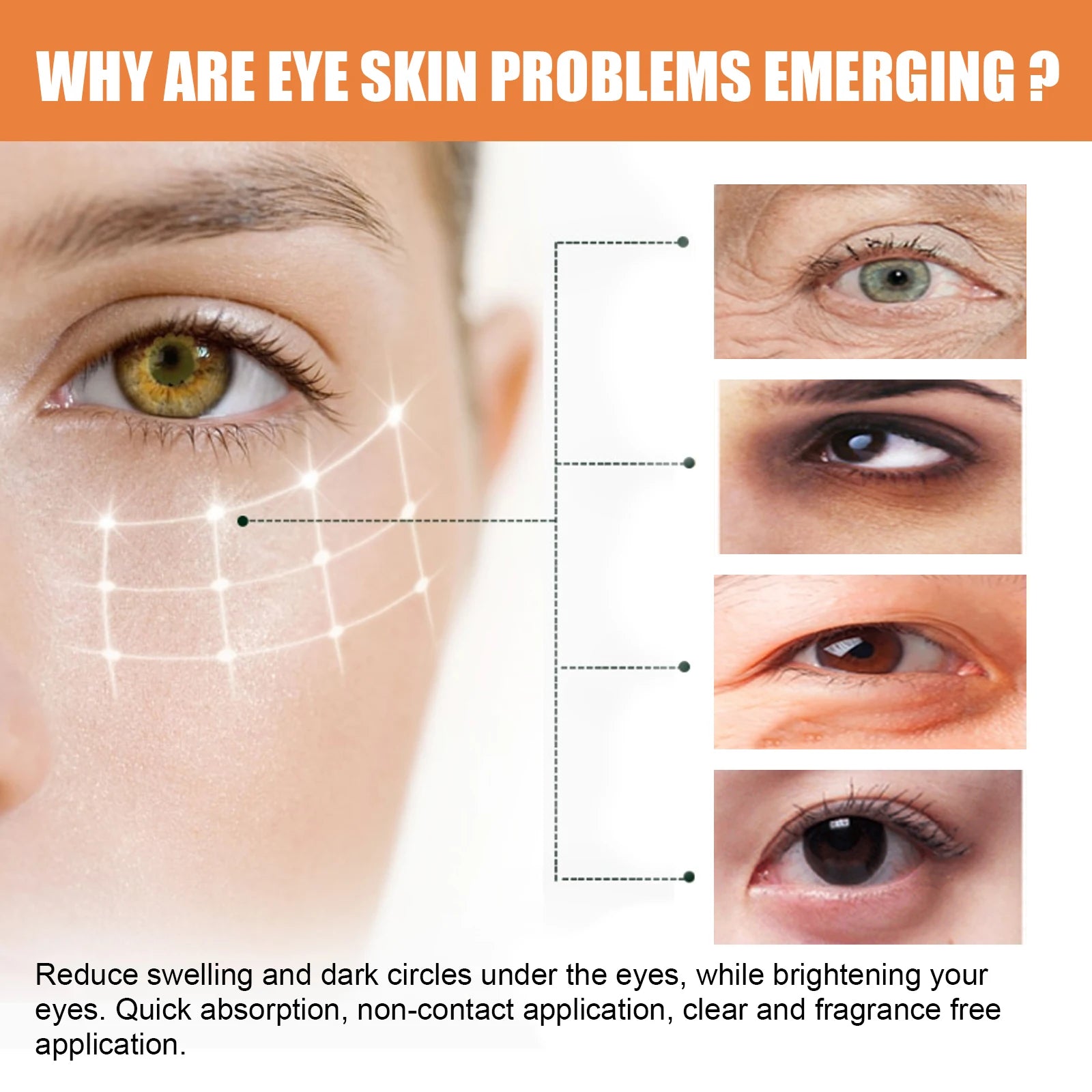 Vitamin C Eye Balm Moisturizing Eye Bag Removal Dark Circles Reduce Fine Lines Anti Puffiness Brightening Eye Cream Stick Pi-Mart