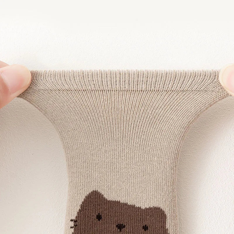 6 Pairs Kids Non-Slip Socks Cute Cartoon Fox and Bear Pattern Childrens Boys Girls Floor Socks Comfortable for Toddler Pi-Mart