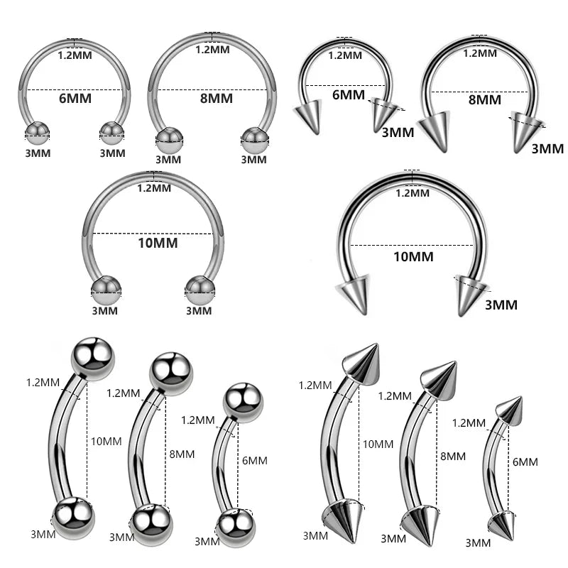 1PC metal Horseshoe Fake Nose Ring C Clip Septum Lip stainless steel Real Piercing Nose Rings Hoop For Women Men Jewelry Pi-Mart
