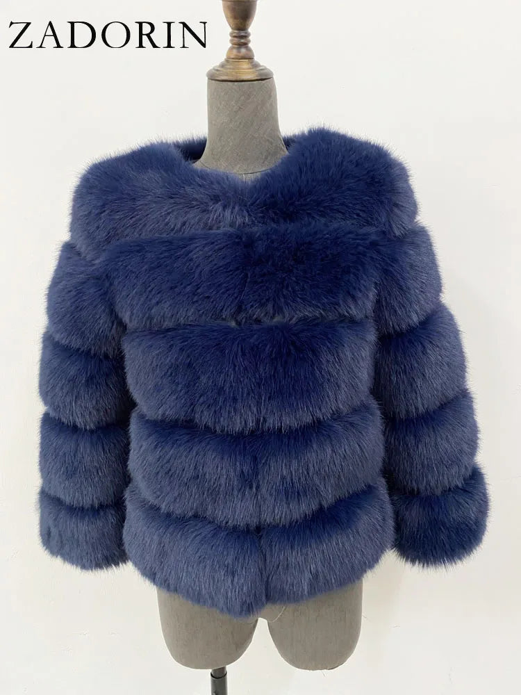 ZADORIN S-6XL Mink Coat Winter Black White Faux Fur Coat Woman Elegant Fluffy Faux Fur Jacket Top Short Fur Coats Woman Clothing LadyShow.Store