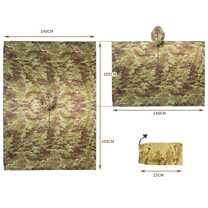 Man Military Impermeable Zipper Camo Raincoat Waterproof Rain Coat Men Raincoat Women Awning The Rain Motorcycle Rain Poncho Pi-Mart