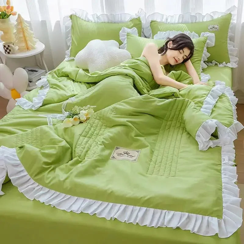 Summer Quilted Blanket Comforter Duvet Cover for Single Double Bed Air Condition Quilt Student Car Kids Adult Bed Cover Bedding Pi-Mart