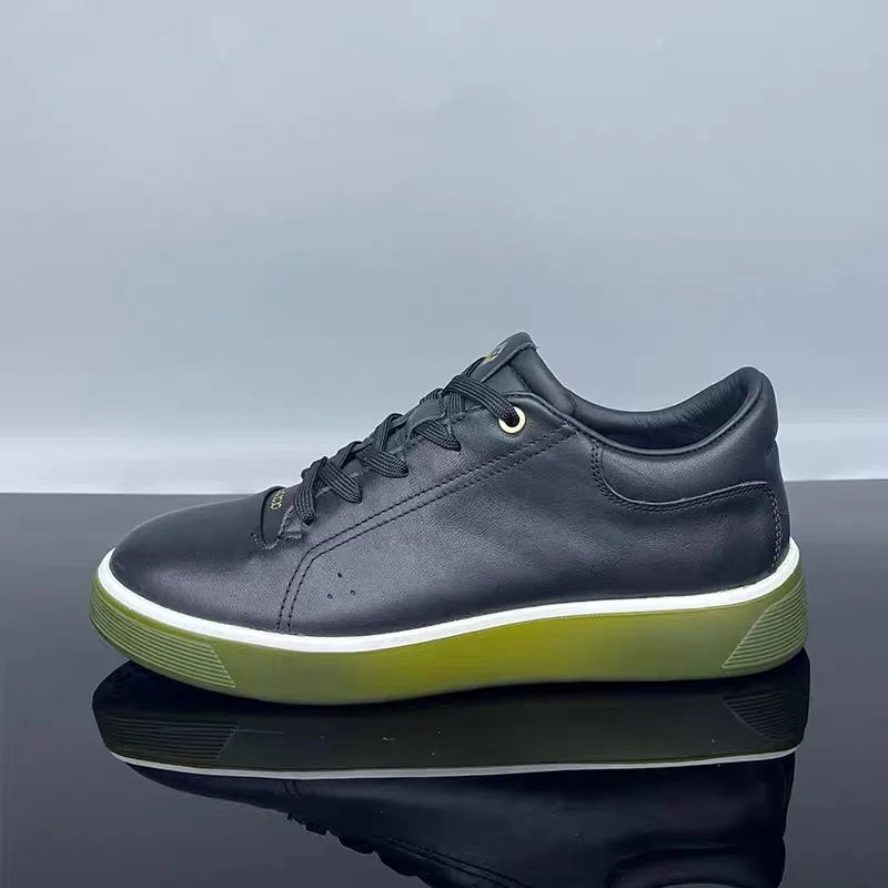Fashion Genuine Leather Men Sneakers Breathable Comfort Classic Casual Shoes Mens Outdoor Walking Shoes Couple Footwear Pi-Mart