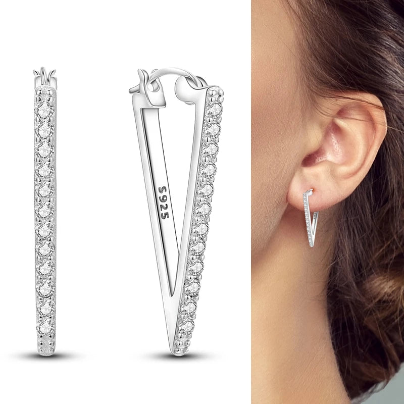 Genuine 925 Sterling Silver Love Feather Earrings Fit Original Charms Hoop For Women Girls Stud Earring Fine Jewelry Gifts Pi-Mart