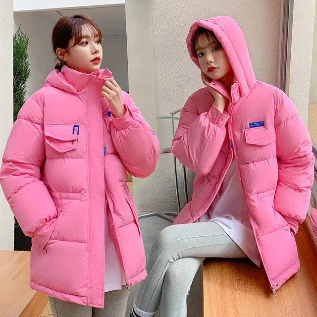 2025 New Winter Hooded Parka Women's Down Cotton Jacket Puffer Coat Overcoat Thick Warm Cotton Padded Jacket Snow Wear Outwear LadyShow.Store