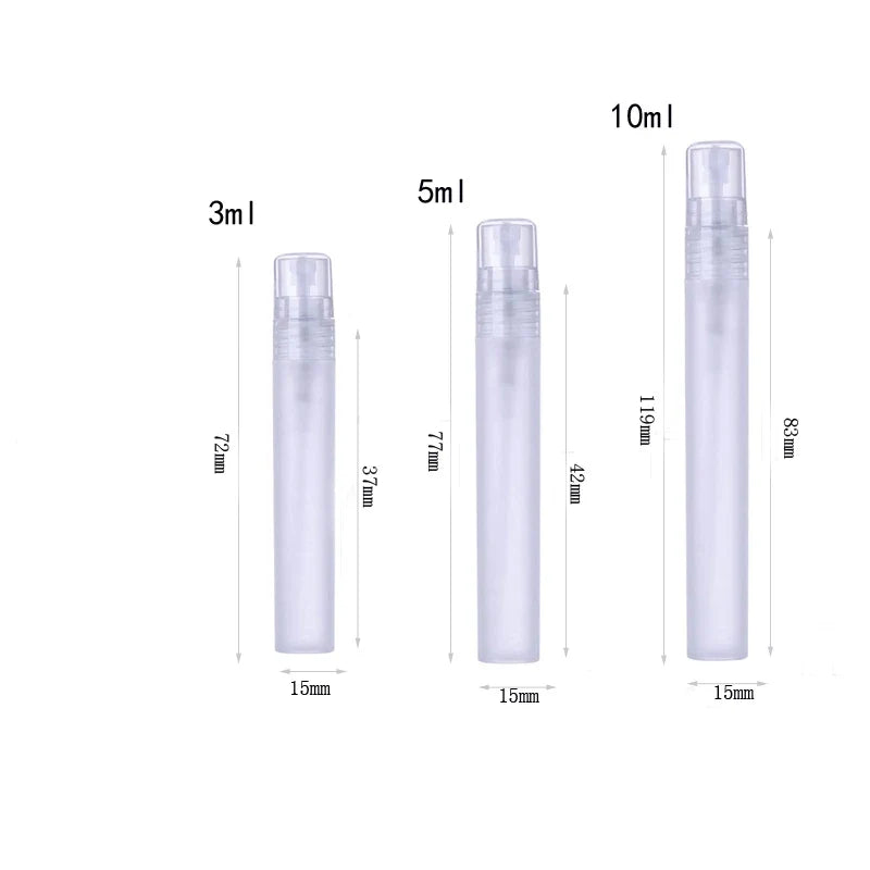 5Pcs Frosted Plastic Perfume Bottles Fine Mist Spray Bottle with Atomizer Pumps for Perfume Essential Oil Other Beauty Product Tri Light Beauty