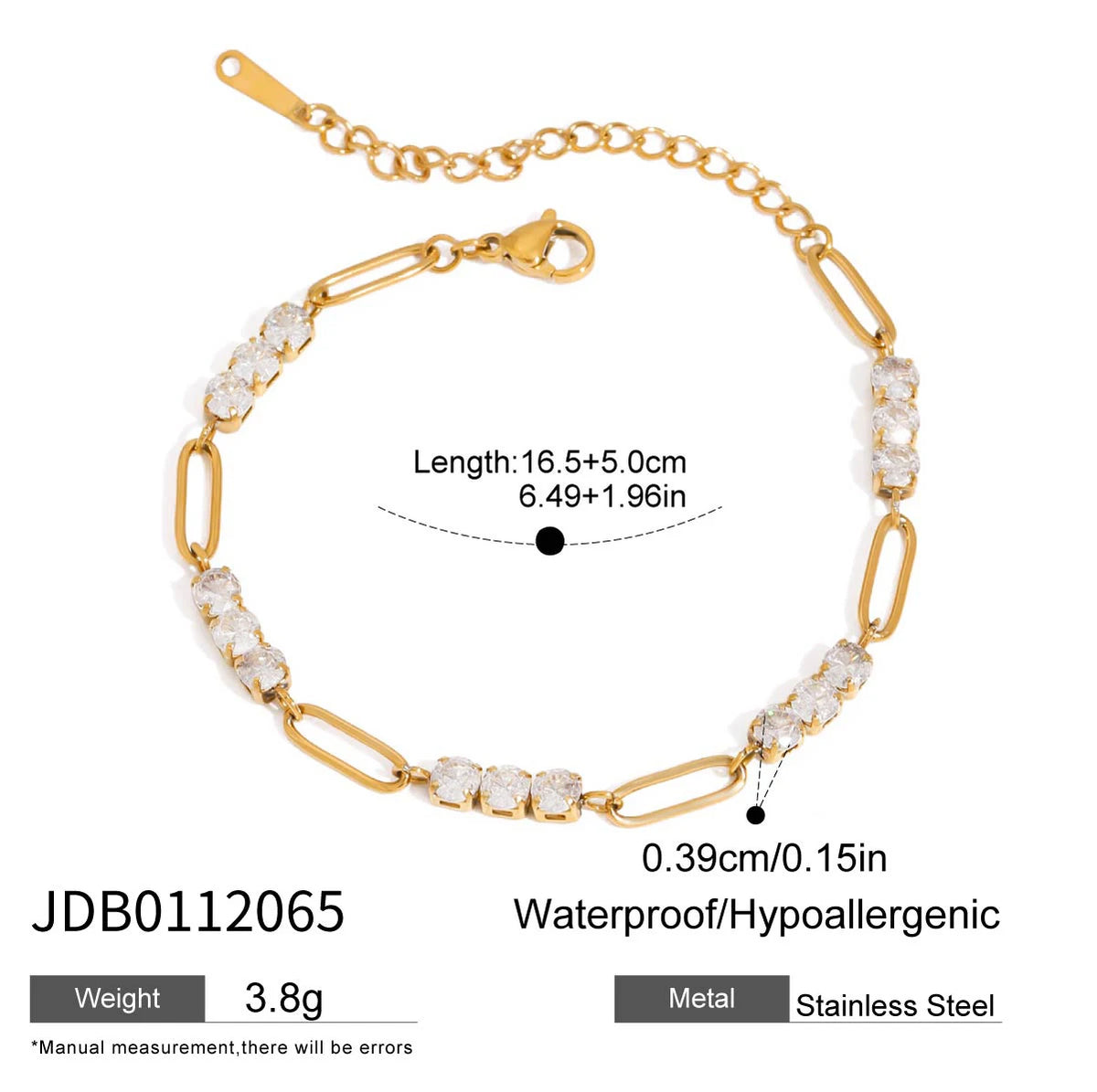 Uworld Fashion Zircon Serpentine Bracelet Ring Stainless Steel Finger Bracelet Stackable Chain Women's Accessories Party Gift Pi-Mart