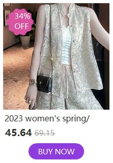 2026 spring new chinese new style plate buckle waistcoat jacket jacquard stand collar sleeveless retro women cheongsam waistcoat Pi-Mart