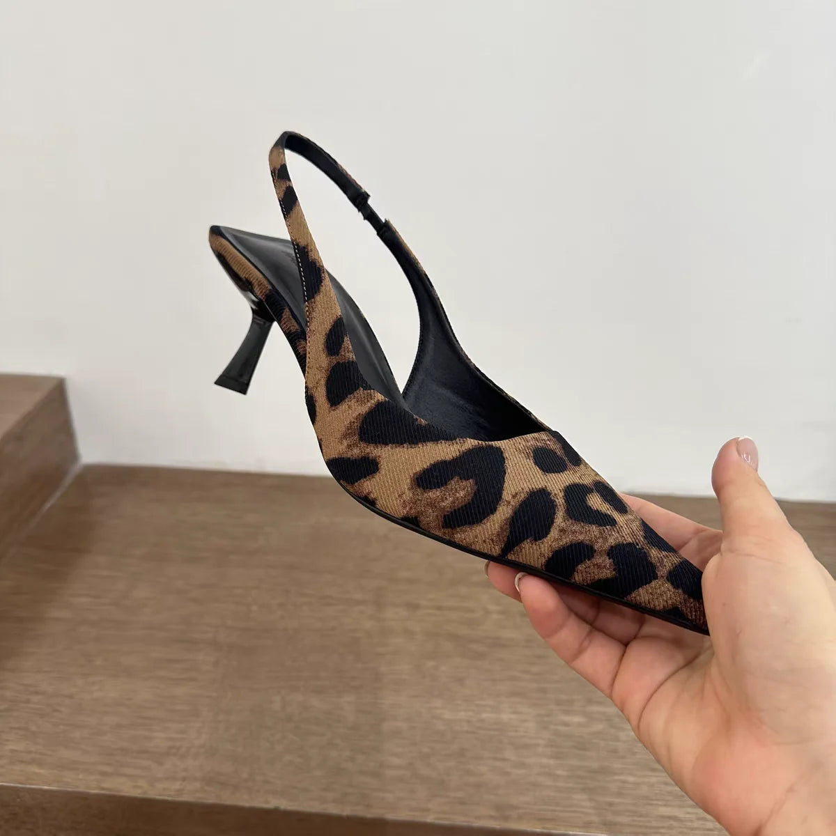 Summer Slip On Leopard Women Sandals Shoes Fashion Pointed Toe High Heel Stripper Party Ladies Sandalias Shoes Pi-Mart