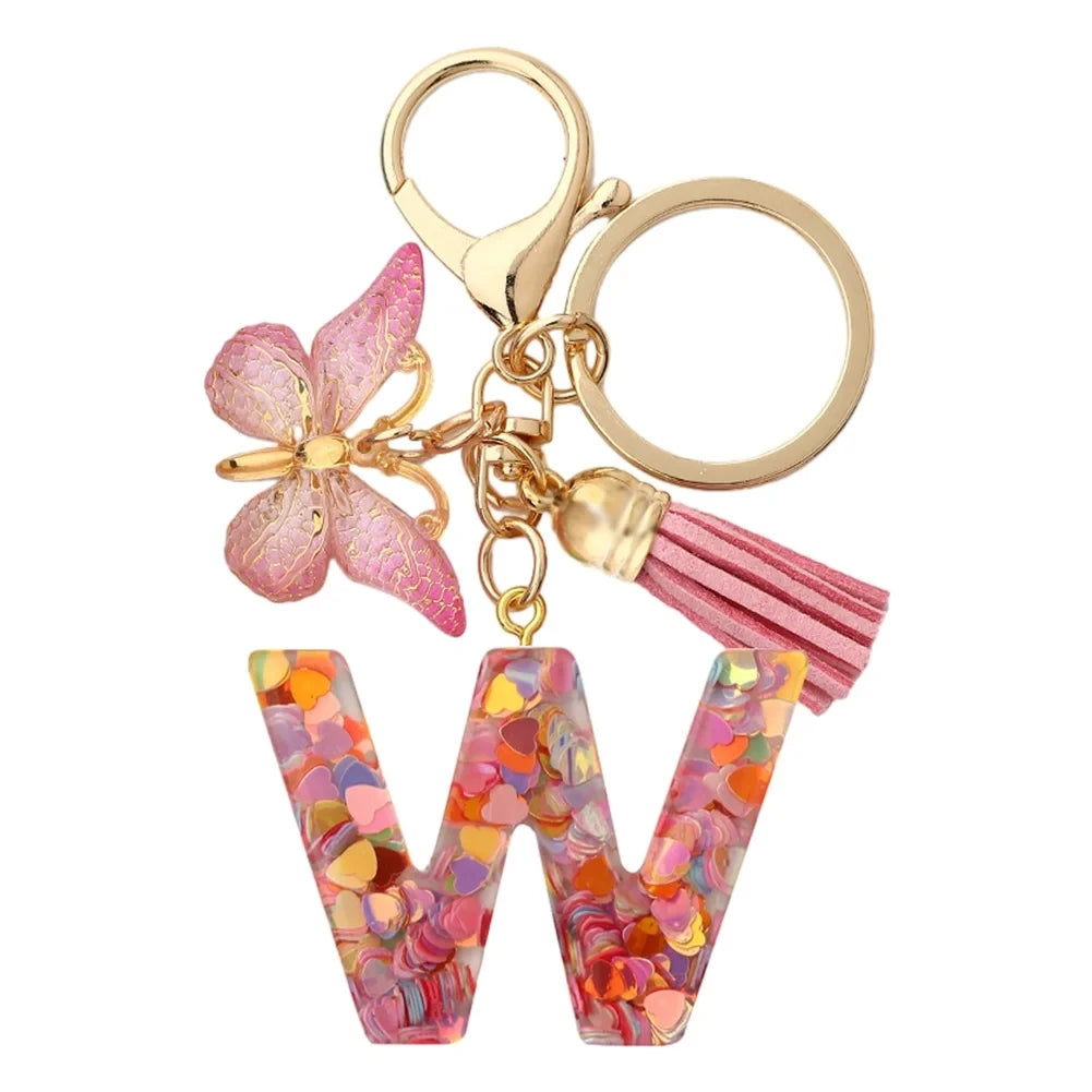 Fashion DIY A-Z Letters keychain Metal Holder Pendent Key Chain Women Car Key Ring Simple Letter Name Key Party Gift Jewelry Pi-Mart