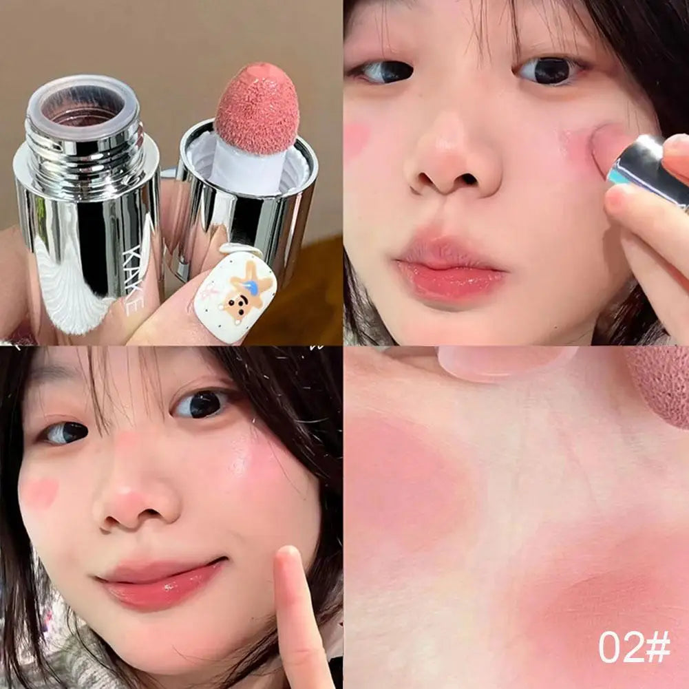 4 Colors Moisturizing Sponge Head Blusher Liquid Blush Stick Cheek Lip Milk Highlighter Natural Pink Rouge Matte Brighten Makeup Tri Light Beauty