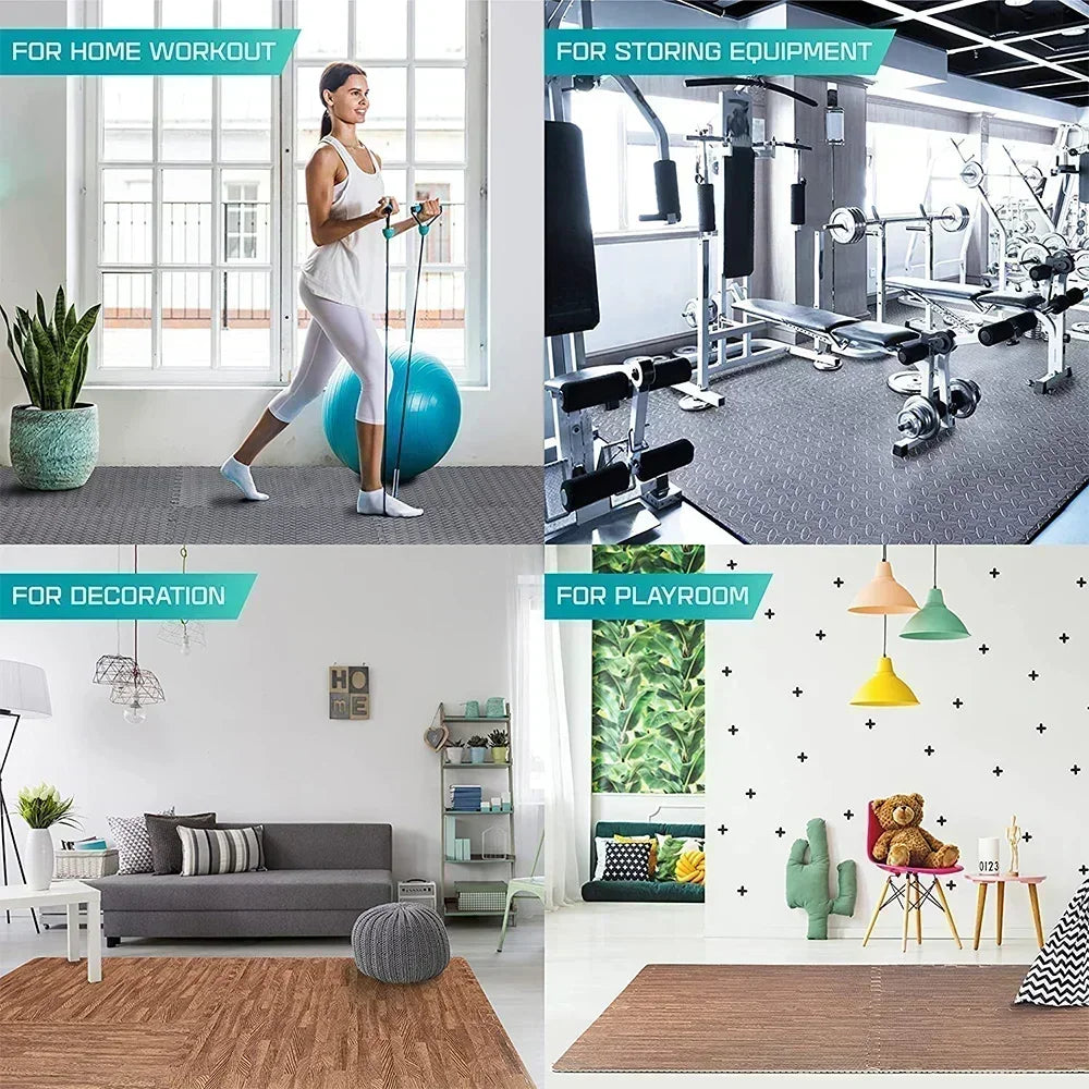 4~20Pcs Puzzle Fitness Mat, Eva Interlocking Foam Floor Tiles for Home Gym, Home Gym Equipment Mat, Non-Slip Floor Mat for Kids Pi-Mart