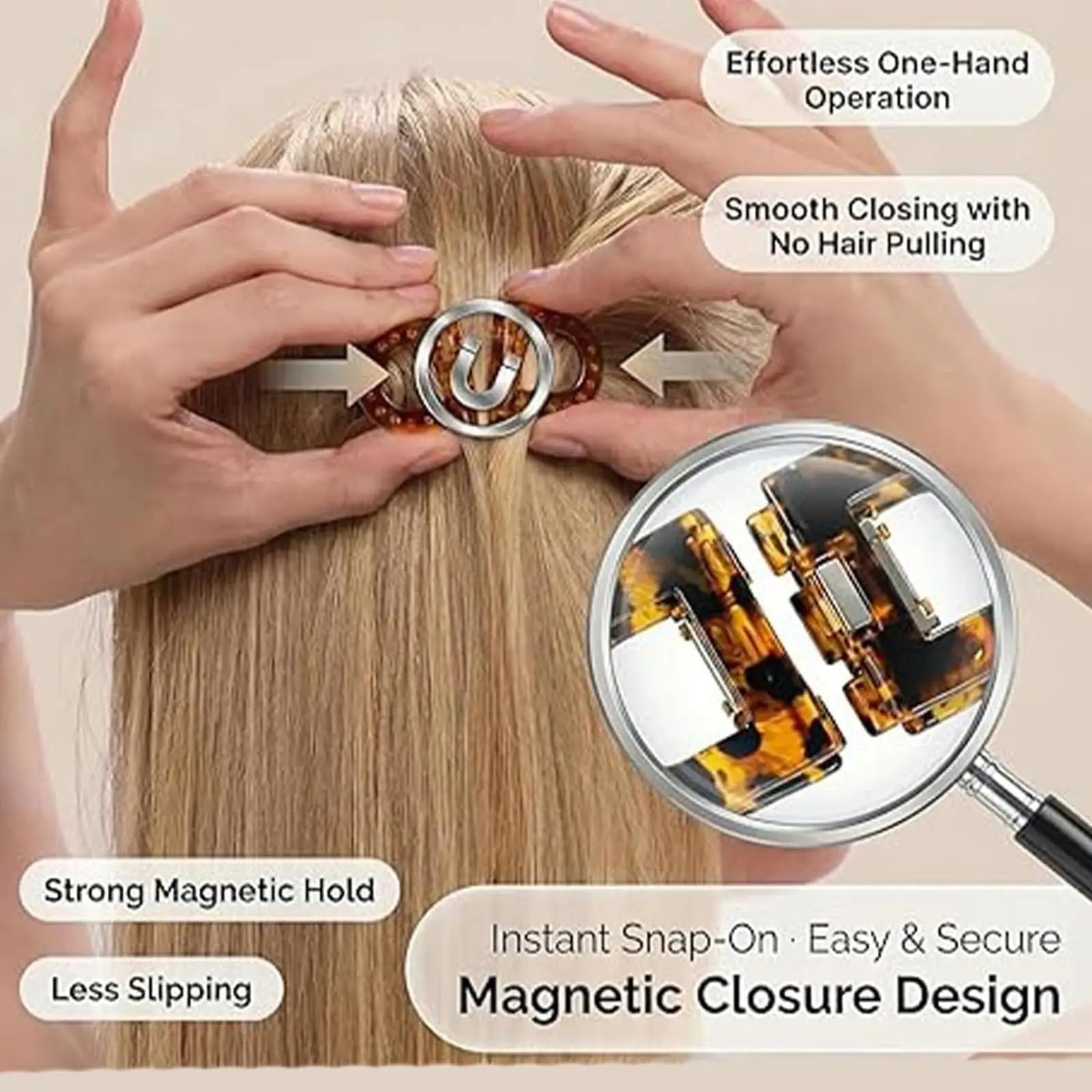 1/2PCS Magnetic Hair Clip Invisible Strong Hold 2-In-1 Design for Fine and Thick Hair Styling Accessory Practical Gift for Women Tri Light Beauty
