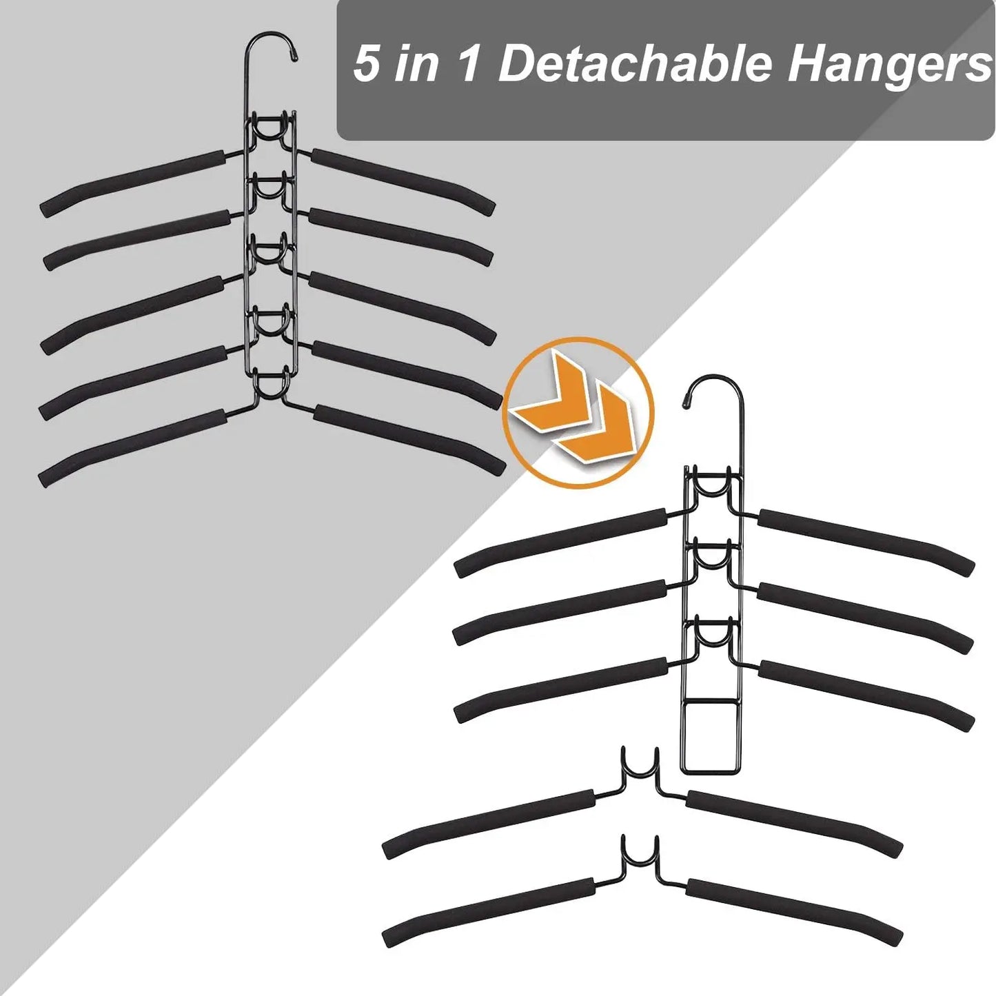 5pcs Multi-Tier Hanging Closet Hanger with Hooks Space-Saving Organizer for Closet Coats Shirts Dresses Jackets Hanging Storage LadyShow.Store