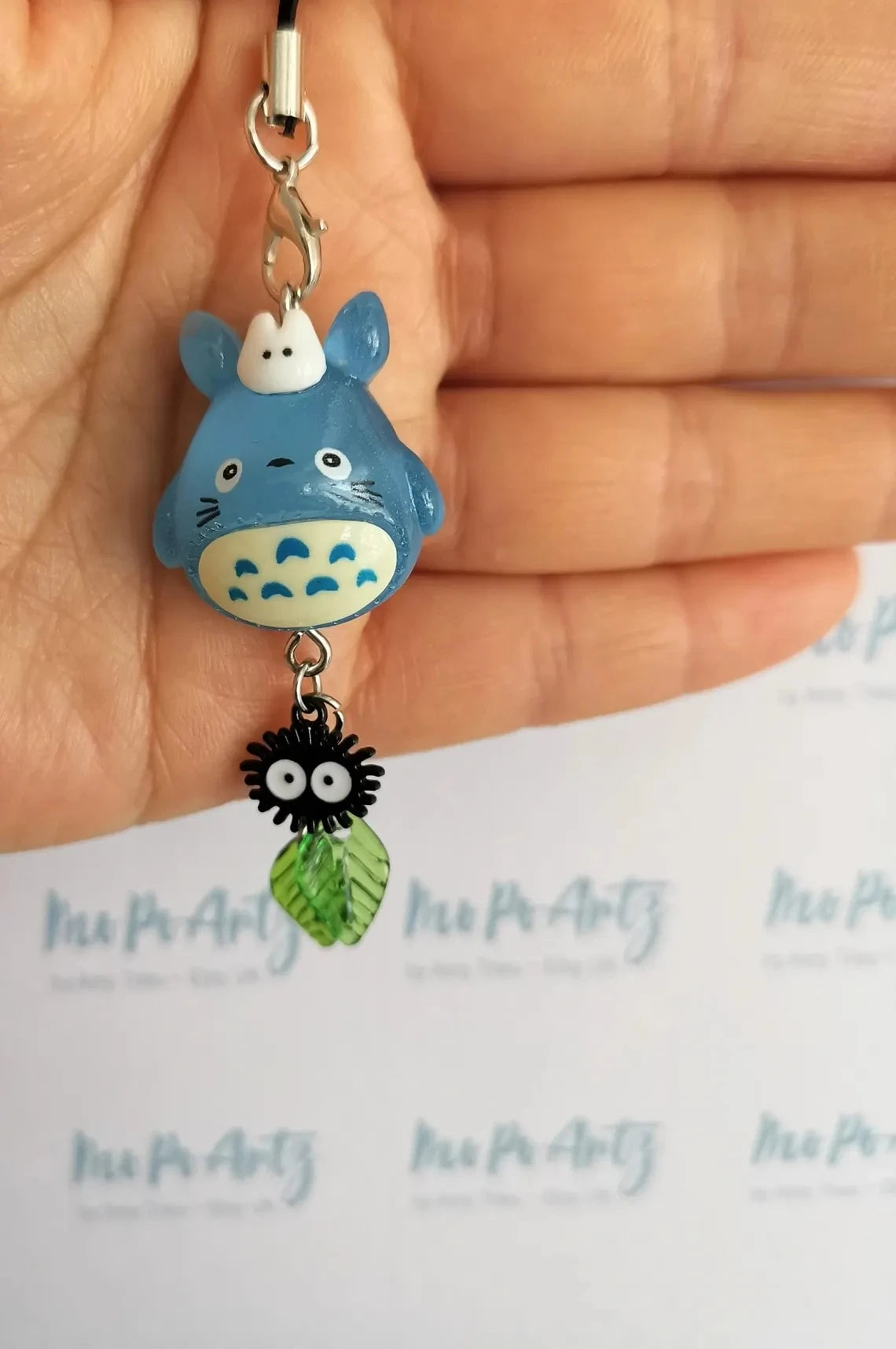 Kawaii Blue Animal Totoro Phone Charm Soot Sprite Keychain Woodland Anime Cat Cosplay Pendant Accessories Handmade Y2K Gift Pi-Mart