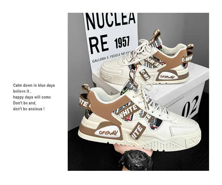 Casual Fashion Leather Sneakers New Skateboard Mens Shoes Outdoor Running Sports shoes Hiking Tennis Platform Luxury footwear Pi-Mart