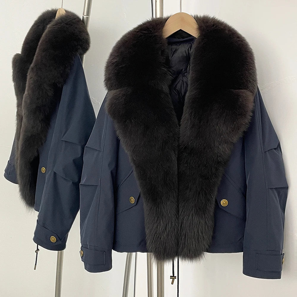 Down Jacket Women Real Fox Fur Collar Autumn 2025 Winter White Duck Down Coat Warm Puffer Jacket Female Waterproof  Feathers LadyShow.Store