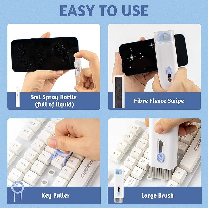 7 in 1 Computer Keyboard Cleaner Brush Kit Earphone Cleaning Pen For Headset Keyboard Cleaning Tools Cleaner Keycap Puller Kit Pi-Mart