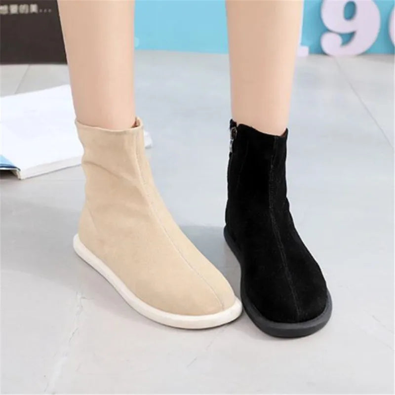 Autumn Women Shoes Fashion Casual Suede Ankle Boots Female Brown Chelsea Fashion student boots Pi-Mart