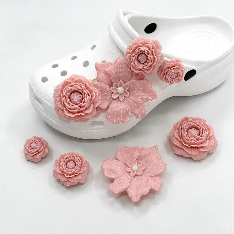 Cute Shoe Charms Set DIY Flower Hole Shoe Buckle Shoes Accessories 3D Flower Bouquet Bone White Hole Shoe Decorations For Women Pi-Mart