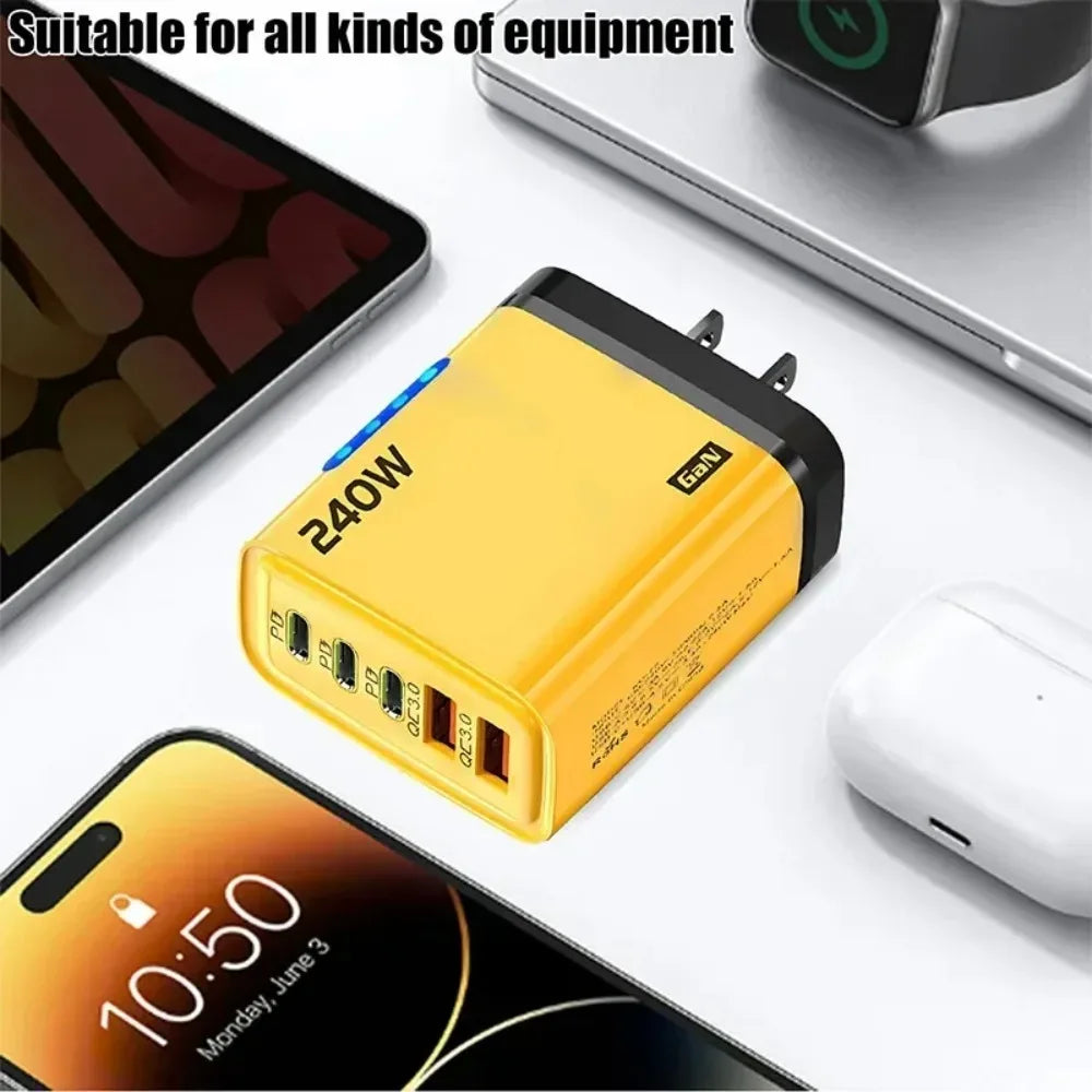 Type C USB 240W Fast Charging Charger GaN USB C Phone Charger Wall Adapter Quick Charge 3.0 With PD Cable For iPhone 17 Samsung Pi-Mart