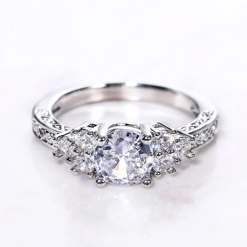Huitan Trendy Women Wedding Rings with Brilliant Cubic Zirconia Crystal Temperament Female Accessories for Party Fashion Jewelry Pi-Mart