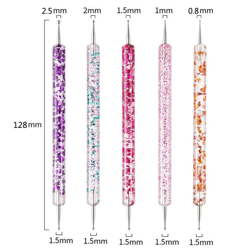 5/20Pcs Nail Art Brush Design Tip Painting Drawing Carving Dotting Pen FlatFan Liner Acrylic Gel UV Polish Manicure Tools Tri Light Beauty