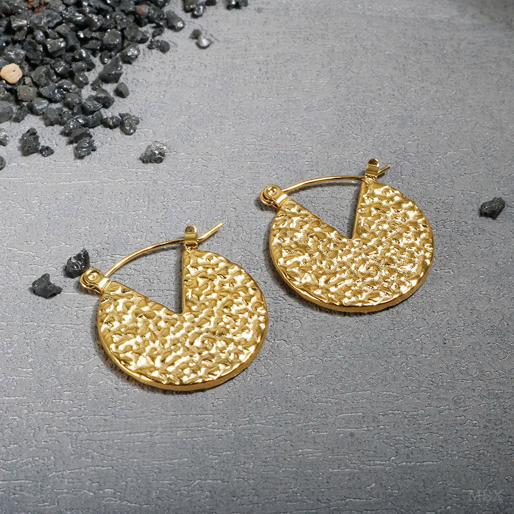 Shiny Zircon Hoop Earrings for Women Trendy Golden Stainless Steel Circle Earring Jewelry Pendientes Pi-Mart