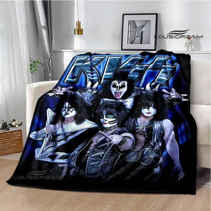 Kiss Band Printed Blanket picnic blanket Warm Blanket Flannel Home Travel Blanket throw blanket bed linings Birthday Gift Pi-Mart