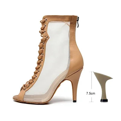 Woman High Tip Ballroom Dance Shoes Woman Ruber Insole Latino Salsa Dancing Shoes For Girls Soft Bottom Practice Latin Shoes LadyShow.Store