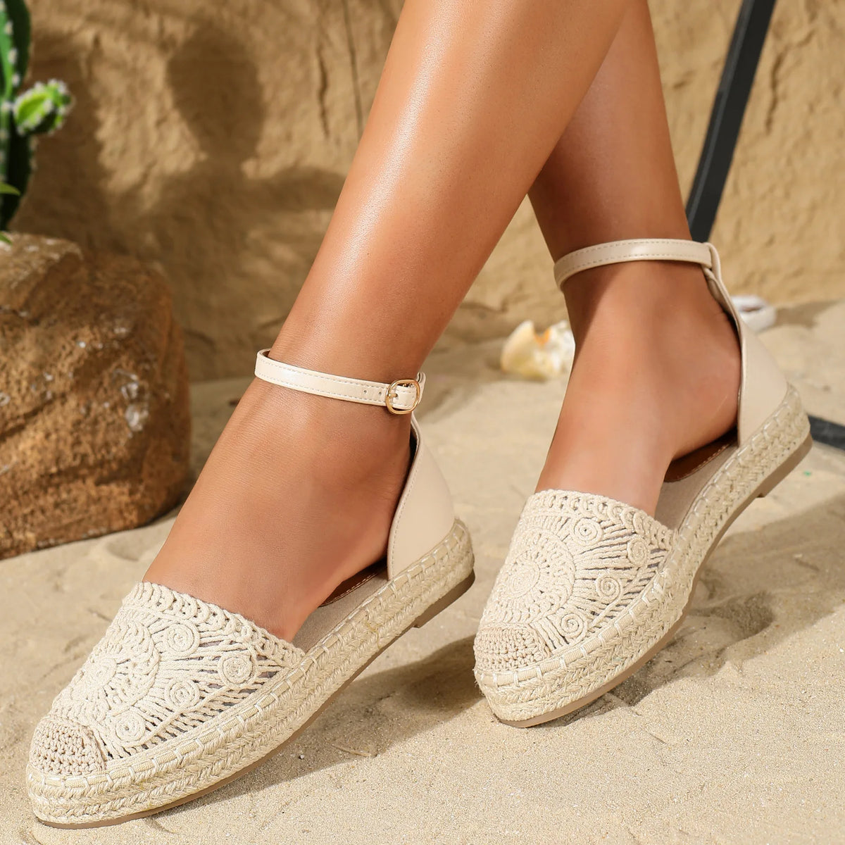 New 2026 Summer Women's Vintage Flats Hemp Rope Bottom Sandals Comfortable Sandals Women's Fisherman Sandals Sandalias De Mujer Pi-Mart