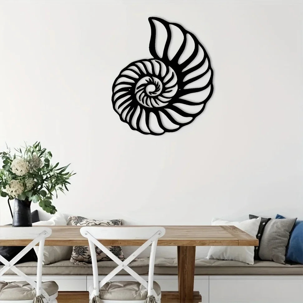 1pc Nautilus Shell Coastal Beach Metal Wall Art, Metal Wall Art Interior Decoration, Home Wall Hangings LadyShow.Store